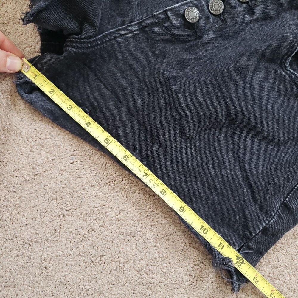 Abercrombie & Fitch Black High Rise Mom Shorts Curve Love Cuffed Button Fly 29/8 - Picture 7 of 8